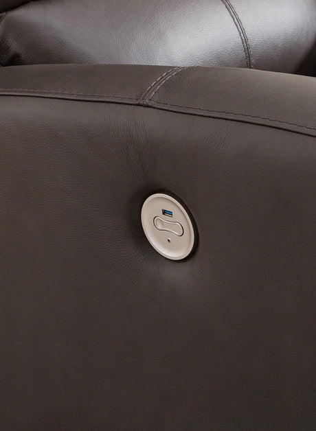 Boxmere Storm Leather Power Reclining Sofa by Ashley at Eve Furniture