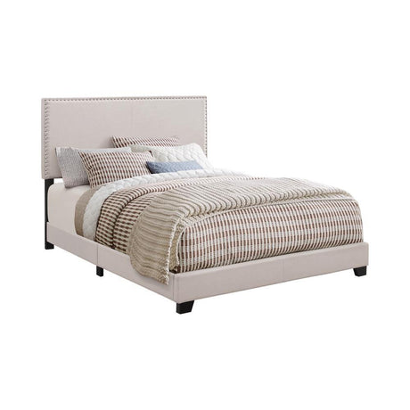 Boyd Ivory Queen Upholstered Bed with Nailhead Trim by Coaster at Eve Furniture