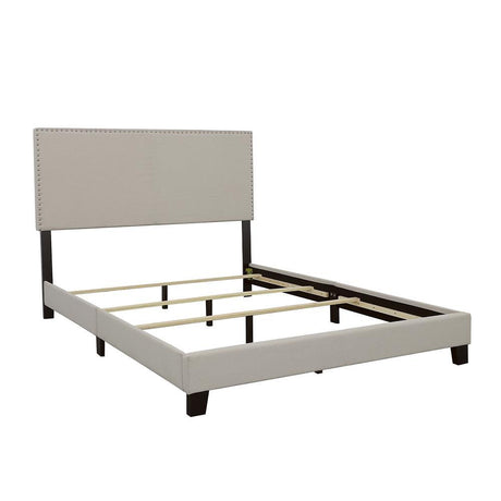 Boyd Ivory Queen Upholstered Bed with Nailhead Trim by Coaster at Eve Furniture