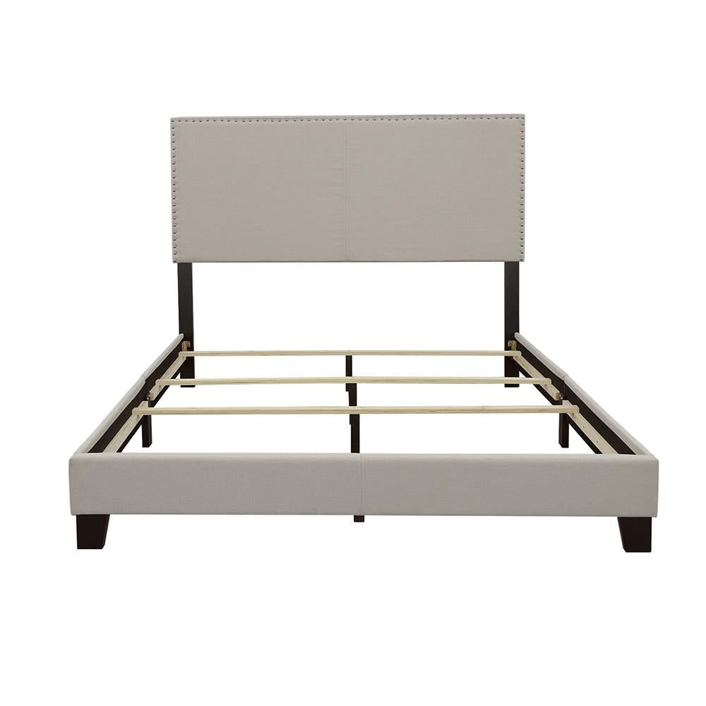 Boyd Queen Upholstered Bed with Nailhead Trim Ivory