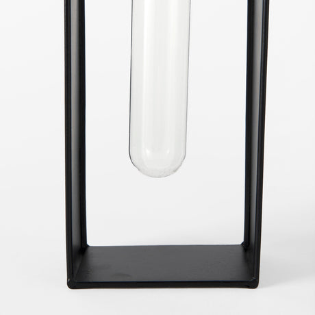 Boyer 5.1L x 3.0W x 12.0H Black Metal W/Glass Set of Two Test Tube Decorative Objects by Mercana at Eve Furniture