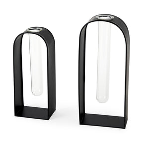 Boyer Black Metal W/Glass Set of Two Test Tube Decorative Objects by Mercana at Eve Furniture