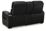 Boyington Black Dual Power Leather Power Reclining Sofa, Loveseat and Recliner by Ashley at Eve Furniture