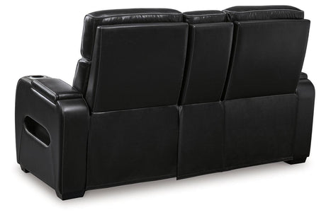 Boyington Black Dual Power Leather Power Reclining Sofa, Loveseat and Recliner by Ashley at Eve Furniture
