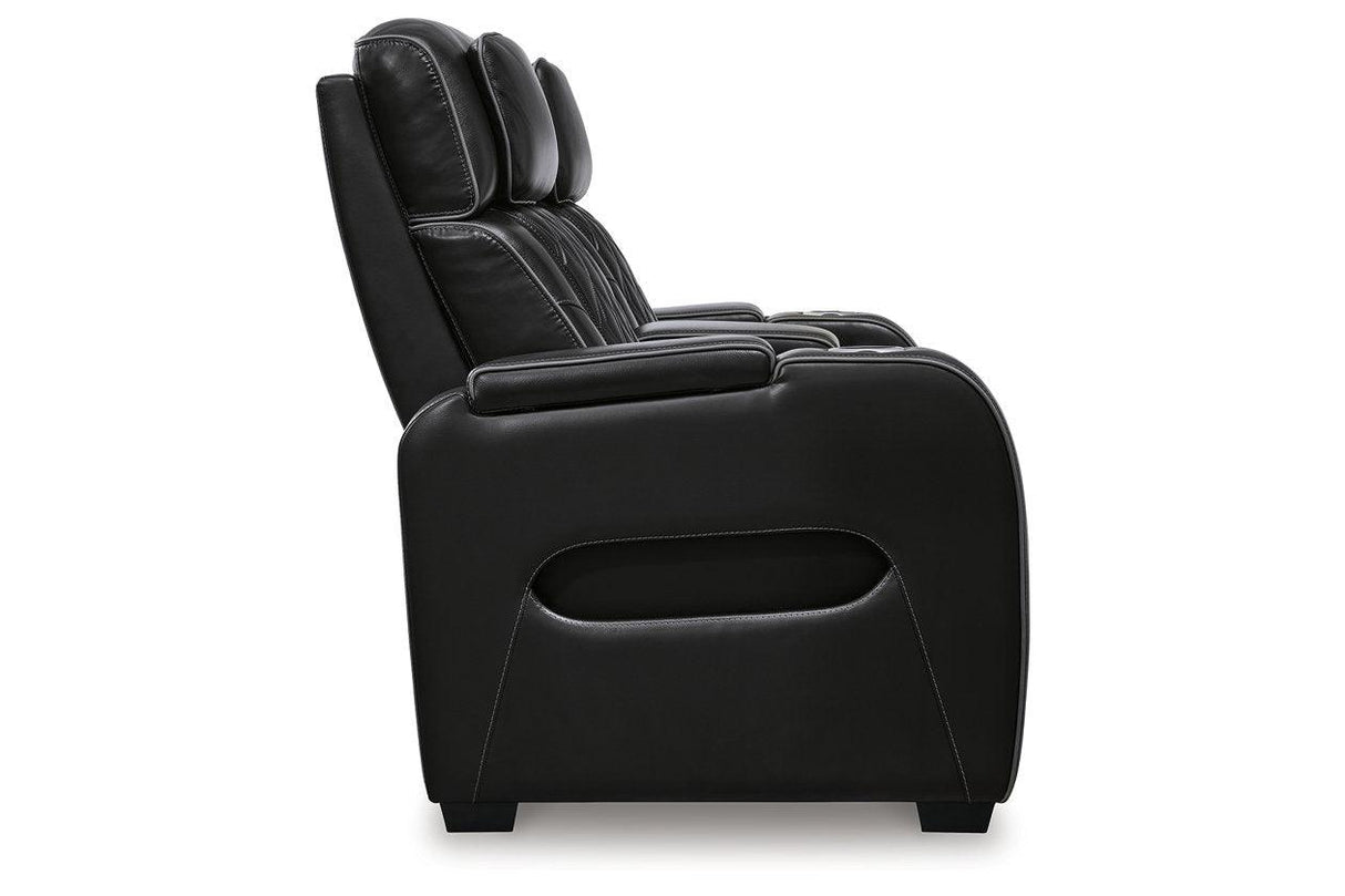 Boyington Black Dual Power Leather Power Reclining Sofa, Loveseat and Recliner by Ashley at Eve Furniture