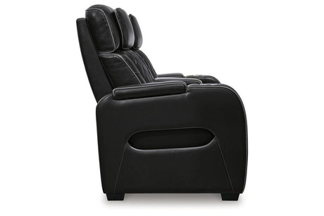 Boyington Black Dual Power Leather Power Reclining Sofa, Loveseat and Recliner by Ashley at Eve Furniture