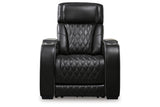 Boyington Black Dual Power Leather Power Reclining Sofa, Loveseat and Recliner by Ashley at Eve Furniture