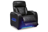 Boyington Black Dual Power Leather Power Reclining Sofa, Loveseat and Recliner by Ashley at Eve Furniture