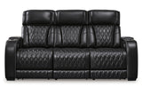 Boyington Black Dual Power Leather Power Reclining Sofa, Loveseat and Recliner by Ashley at Eve Furniture