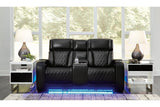 Boyington Black Dual Power Leather Power Reclining Sofa, Loveseat and Recliner by Ashley at Eve Furniture