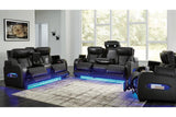 Boyington Black Dual Power Leather Power Reclining Sofa, Loveseat and Recliner by Ashley at Eve Furniture