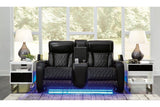 Boyington Black Dual Power Leather Power Reclining Sofa, Loveseat and Recliner by Ashley at Eve Furniture
