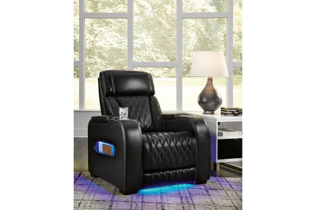 Boyington Black Dual Power Leather Power Reclining Sofa, Loveseat and Recliner by Ashley at Eve Furniture