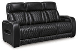 Boyington Black Dual Power Leather Power Reclining Sofa, Loveseat and Recliner by Ashley at Eve Furniture