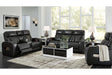 Boyington Black Dual Power Leather Power Reclining Sofa, Loveseat and Recliner by Ashley at Eve Furniture