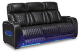 Boyington Black Dual Power Leather Power Reclining Sofa, Loveseat and Recliner by Ashley at Eve Furniture