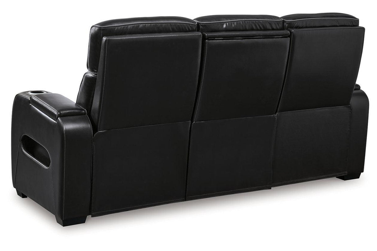 Boyington Black Dual Power Leather Power Reclining Sofa, Loveseat and Recliner by Ashley at Eve Furniture