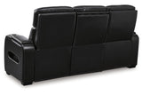 Boyington Black Dual Power Leather Power Reclining Sofa, Loveseat and Recliner by Ashley at Eve Furniture