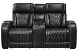 Boyington Black Dual Power Leather Power Reclining Sofa, Loveseat and Recliner by Ashley at Eve Furniture