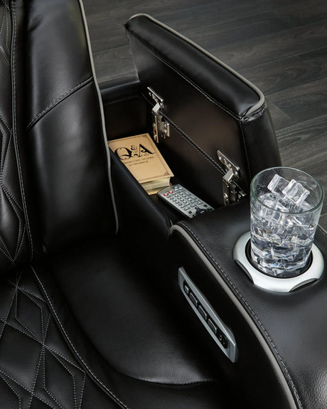 Boyington Black Power Reclining Loveseat by Ashley at Eve Furniture