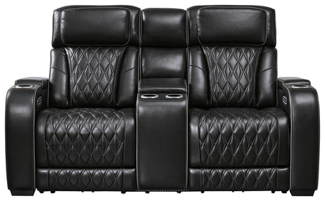 Boyington Black Power Reclining Loveseat by Ashley at Eve Furniture