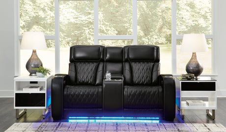 Boyington Black Power Reclining Loveseat by Ashley at Eve Furniture