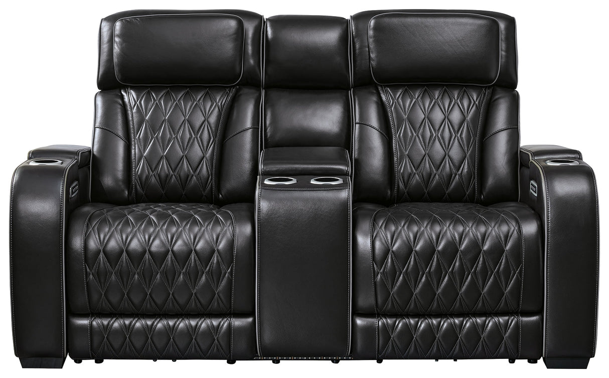 Boyington Black Power Reclining Loveseat with Console