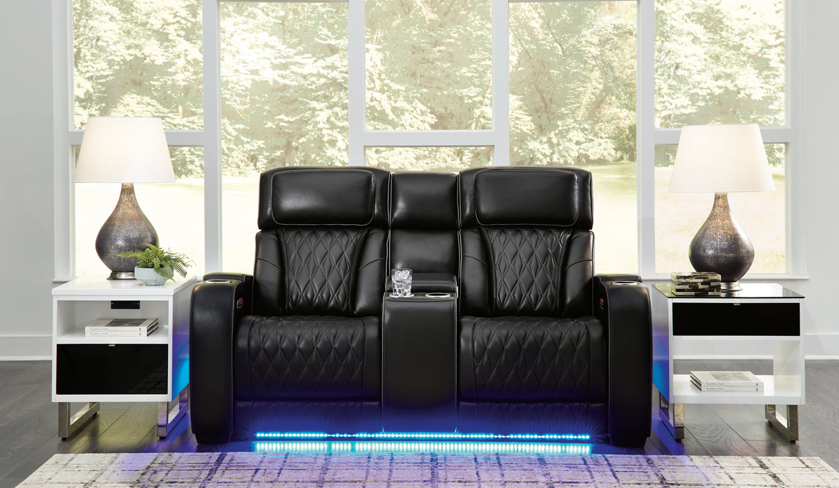 Boyington Black Power Reclining Loveseat with Console