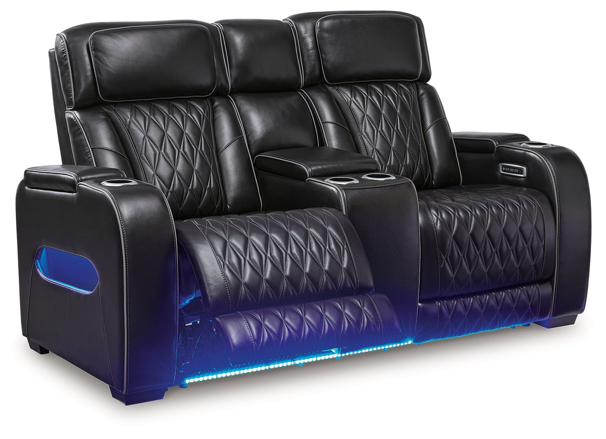 Boyington Black Power Reclining Loveseat with Console