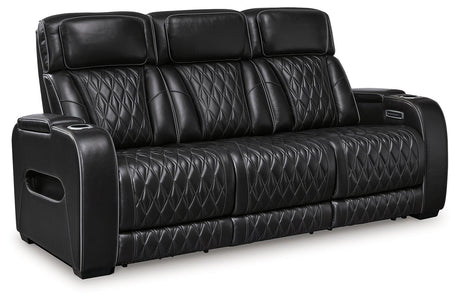Boyington Black Power Reclining Sofa by Ashley at Eve Furniture
