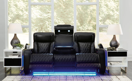 Boyington Black Power Reclining Sofa by Ashley at Eve Furniture