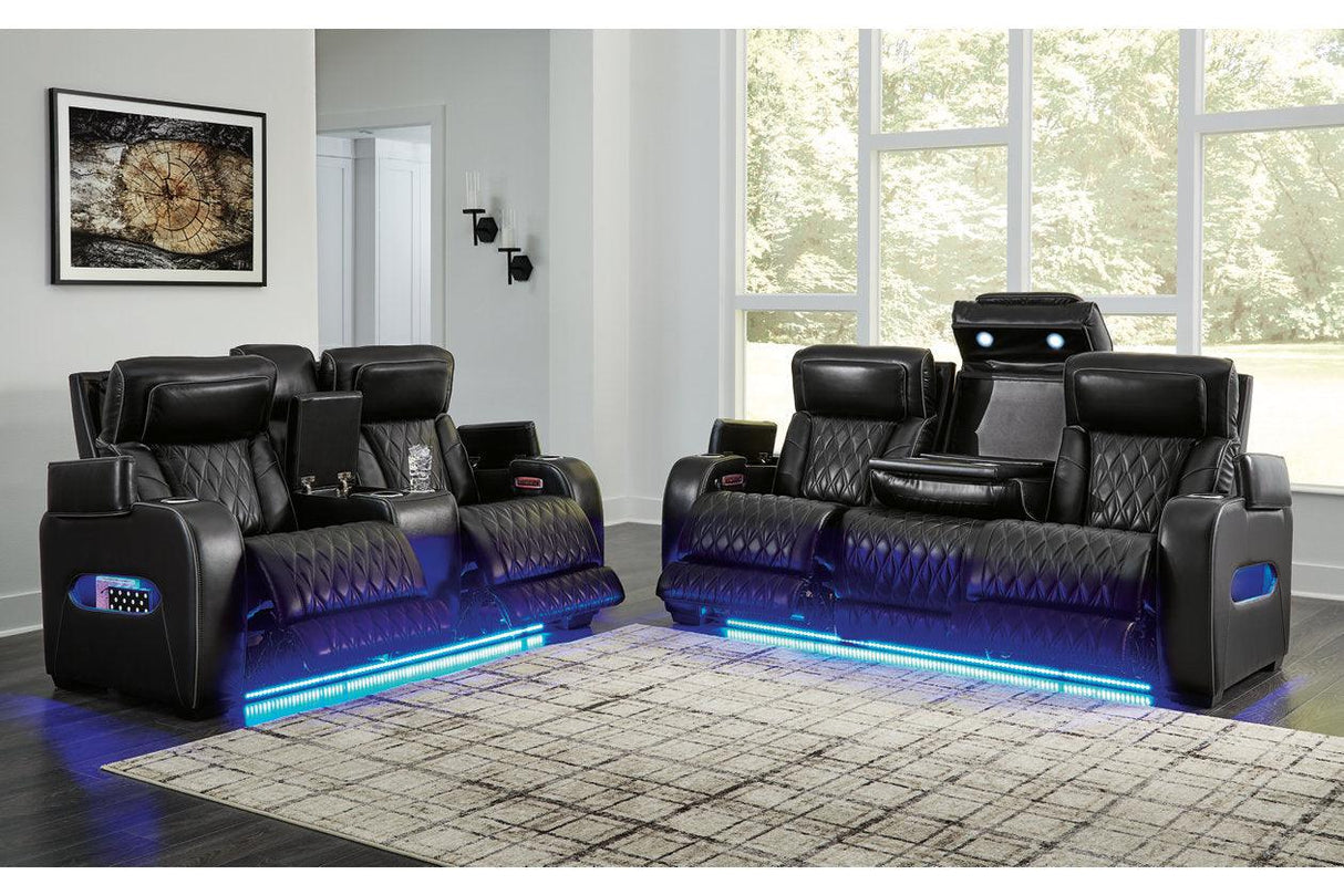 Boyington Black Power Reclining Sofa & Loveseat by Ashley at Eve Furniture