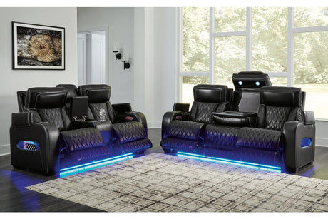 Boyington Black Power Reclining Sofa & Loveseat by Ashley at Eve Furniture