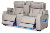 Boyington Gray Dual Power Leather Power Reclining Sofa, Loveseat and Recliner by Ashley at Eve Furniture