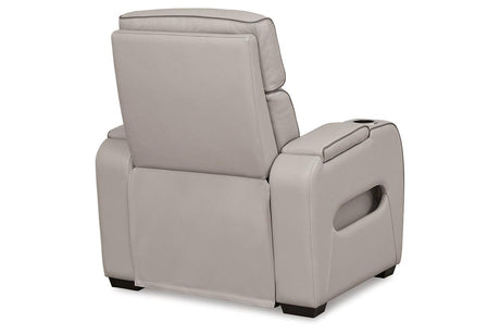 Boyington Gray Dual Power Leather Power Reclining Sofa, Loveseat and Recliner by Ashley at Eve Furniture