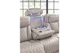 Boyington Gray Dual Power Leather Power Reclining Sofa, Loveseat and Recliner by Ashley at Eve Furniture