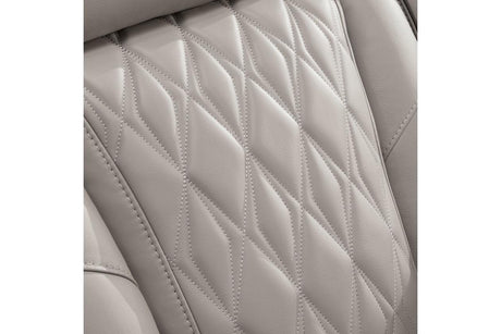 Boyington Gray Dual Power Leather Power Reclining Sofa, Loveseat and Recliner by Ashley at Eve Furniture