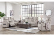 Boyington Gray Dual Power Leather Power Reclining Sofa, Loveseat and Recliner by Ashley at Eve Furniture