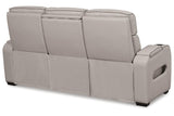 Boyington Gray Dual Power Leather Power Reclining Sofa, Loveseat and Recliner by Ashley at Eve Furniture