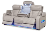 Boyington Gray Dual Power Leather Power Reclining Sofa, Loveseat and Recliner by Ashley at Eve Furniture