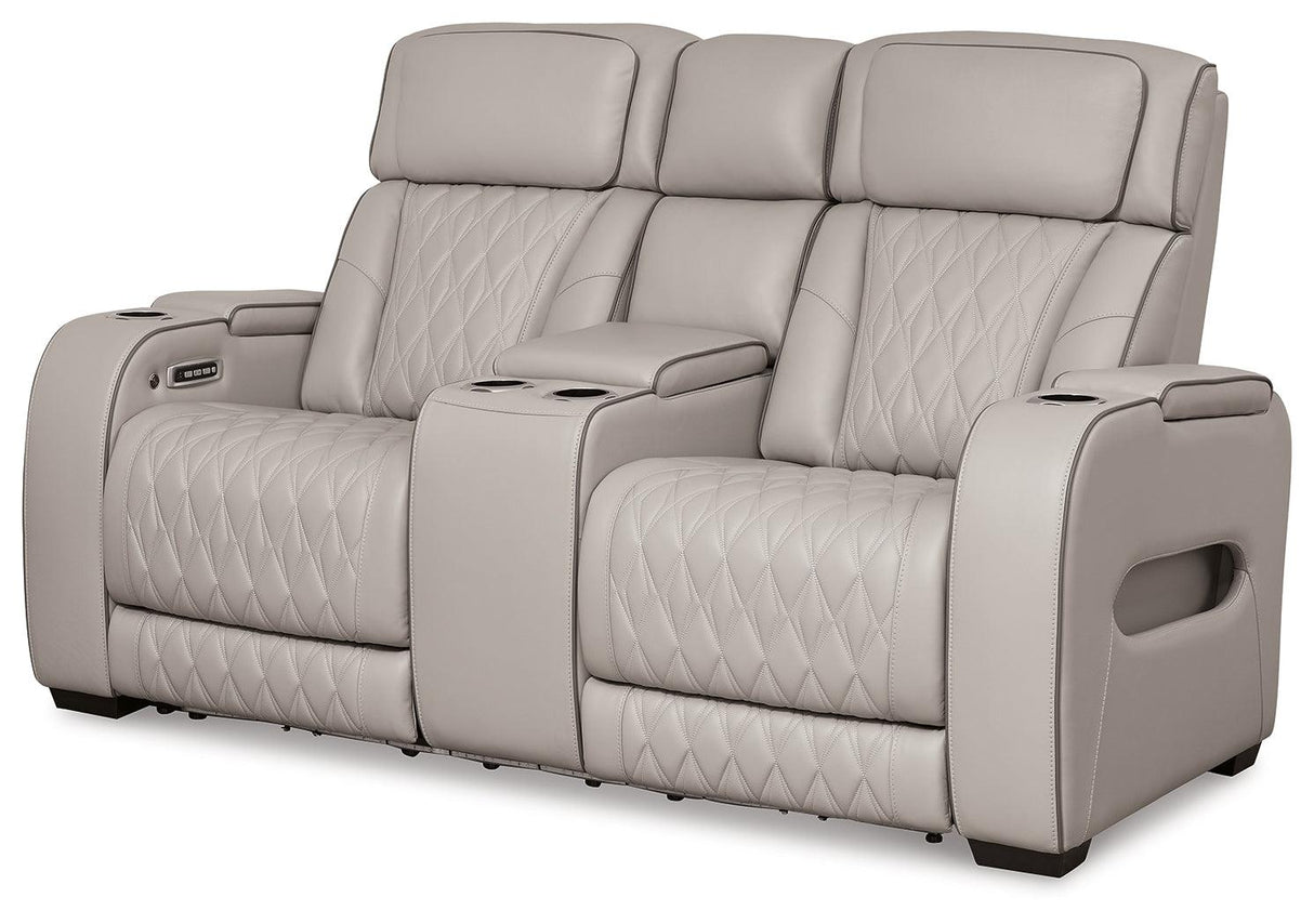 Boyington Gray Power Reclining Loveseat by Ashley at Eve Furniture
