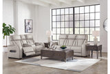 Boyington Gray Power Reclining Sofa & Loveseat by Ashley at Eve Furniture