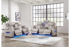 Boyington Gray Power Reclining Sofa & Loveseat by Ashley at Eve Furniture
