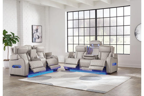 Boyington Gray Power Reclining Sofa & Loveseat by Ashley at Eve Furniture