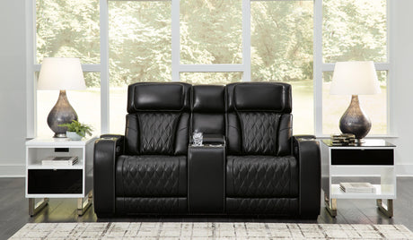 Boyington Black Power Reclining Loveseat by Ashley at Eve Furniture