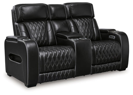 Boyington Black Power Reclining Loveseat by Ashley at Eve Furniture