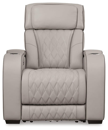 Boyington Gray Power Recliner by Ashley at Eve Furniture