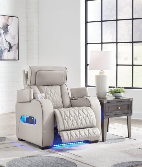 Boyington Gray Power Recliner by Ashley at Eve Furniture
