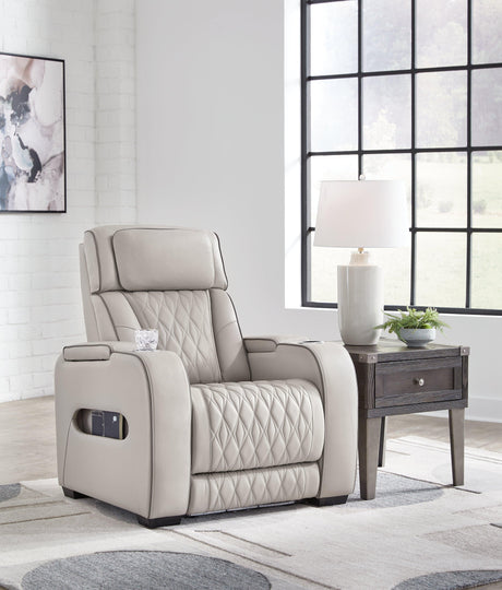 Boyington Gray Power Recliner by Ashley at Eve Furniture