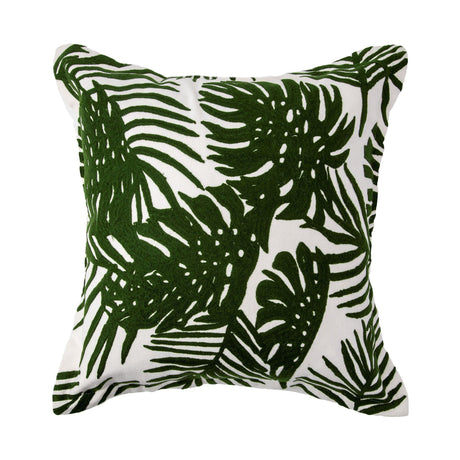 Boyle I Green Tropical Palm Leaf Decorative Pillow Cover by Mercana at Eve Furniture